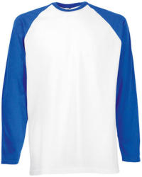 Fruit of the Loom Férfi póló Hosszú ujjú Fruit of the Loom Baseball Longsleeve T - 3XL, Fehér/Királykék