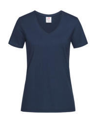 Stedman Női rövid ujjú póló Stedman Classic-T V-Neck Women M, Sötétkék (navy)