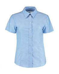 Kustom Kit Női rövid ujjú blúz Kustom Kit Women's Tailored Fit Workwear Oxford Shirt SSL XS (8), Világos kék