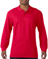 Gildan Férfi Galléros póló Hosszú ujjú Gildan Premium Cotton Adult Double Piqué Polo LS - 3XL, Piros