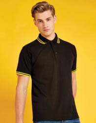 Kustom Kit Férfi rövid ujjú galléros póló Kustom Kit Classic Fit Tipped Collar Polo S, Fehér/Sötétkék navy