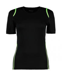 Kustom Kit Női rövid ujjú póló Kustom Kit Women's Regular Fit Cooltex Contrast Tee XS, Fekete/Fluorescent Lime zöld