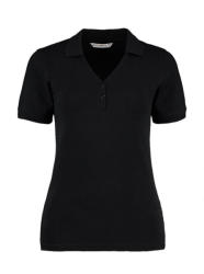 Kustom Kit Női rövid ujjú galléros póló Kustom Kit Women's Regular Fit Comfortec V Neck Polo XS, Fekete