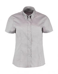 Kustom Kit Női rövid ujjú blúz Kustom Kit Women's Tailored Fit Premium Oxford Shirt SSL S, Ezüstszürke