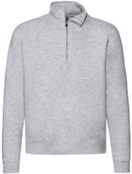 Fruit of the Loom Férfi Pulóver Hosszú ujjú Fruit of the Loom Zip Neck Raglansweat - S, Heather szürke