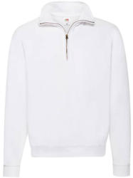 Fruit of the Loom Férfi Pulóver Hosszú ujjú Fruit of the Loom Zip Neck Sweat - M, Fehér