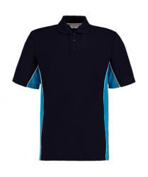 Kustom Kit Férfi rövid ujjú galléros póló Kustom Kit Classic Fit Track Polo 2XL, Sötétkék (navy)/Türkizkék/Fehér