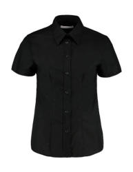 Kustom Kit Női rövid ujjú blúz Kustom Kit Women's Tailored Fit Workwear Oxford Shirt SSL XS (8), Fekete