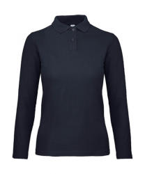 B and C Női hosszú ujjú galléros póló B and C ID. 001 LSL /women Polo XS, Sötétkék (navy)