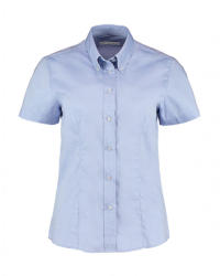 Kustom Kit Női rövid ujjú blúz Kustom Kit Women's Tailored Fit Premium Oxford Shirt SSL S, Világos kék