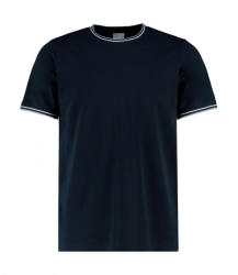 Kustom Kit Uniszex rövid ujjú póló Kustom Kit Fashion Fit Tipped Tee XS, Sötétkék (navy)/Fehér/Világos kék
