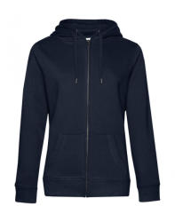 B&C Collection Női kapucnis hosszú ujjú pulóver B and C QUEEN Zipped Hooded /women XS, Sötétkék (navy)