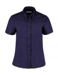 Kustom Kit Női rövid ujjú blúz Kustom Kit Women's Tailored Fit Premium Oxford Shirt SSL S, Midnight Sötétkék (navy)