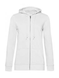 B&C Collection Női kapucnis hosszú ujjú organikus pulóver B and C Organic Zipped Hooded /women L, Fehér