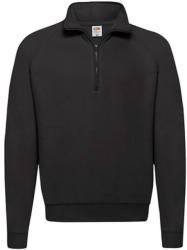 Fruit of the Loom Férfi Pulóver Hosszú ujjú Fruit of the Loom Zip Neck Sweat - S, Fekete