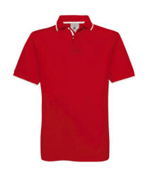 B and C Uniszex rövid ujjú galléros póló B and C Safran Sport Tipped Polo S, Piros/Fehér