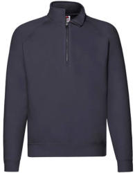 Fruit of the Loom Férfi Pulóver Hosszú ujjú Fruit of the Loom Zip Neck Raglansweat - XL, Mély sötétkék (navy)