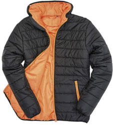 Result Férfi Kabát Kapucnis Hosszú ujjú Result Padded Jacket -XS, Fekete/Narancssárga