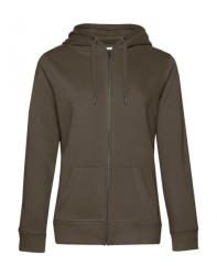 B&C Collection Női kapucnis hosszú ujjú pulóver B and C QUEEN Zipped Hooded /women XS, Khaki