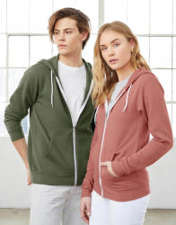 Bella+Canvas Uniszex kapucnis hosszú ujjú pulóver Bella Canvas Unisex Poly-Cotton Full Zip Hoodie 2XL, Katonai zöld