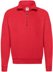 Fruit of the Loom Férfi Pulóver Hosszú ujjú Fruit of the Loom Zip Neck Sweat - S, Piros