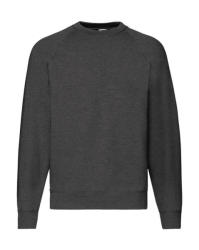 Fruit of the Loom Uniszex hosszú ujjú pulóver Fruit of the Loom Classic Raglan Sweat L, Sötét heather szürke
