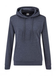 Fruit of the Loom Női kapucnis hosszú ujjú pulóver Fruit of the Loom Ladies' Classic Hooded Sweat XS, Vintage Heather Sötétkék