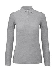 B and C Női hosszú ujjú galléros póló B and C ID. 001 LSL /women Polo M, Heather szürke