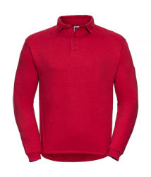 Russell Europe Uniszex hosszú ujjú galléros póló munkaruha Russell Europe Heavy Duty Collar Sweatshirt L, Piros