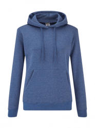 Fruit of the Loom Női kapucnis hosszú ujjú pulóver Fruit of the Loom Ladies' Classic Hooded Sweat XS, Retró Heather Királykék
