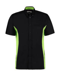 Kustom Kit Férfi rövid ujjú galléros póló Kustom Kit Classic Fit Sportsman Shirt SSL M, Fekete/Lime zöld zöld/Fehér