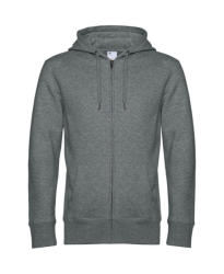 B&C Collection Férfi kapucnis hosszú ujjú pulóver B and C KING Zipped Hooded 3XL, Heather Mid Szürke