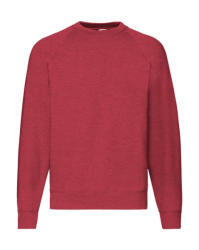 Fruit of the Loom Uniszex hosszú ujjú pulóver Fruit of the Loom Classic Raglan Sweat 2XL, Vintage Heather Piros
