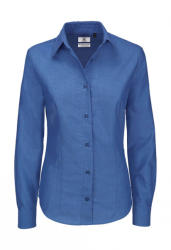 B&C Collection Női hosszú ujjú blúz B and C Oxford LSL/women Shirt XS, kék Chip