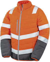 Result Férfi Kabát Hosszú ujjú Result Soft Padded Safety Jacket -3XL, Fluo Narancs/Szürke