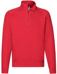 Fruit of the Loom Férfi Pulóver Hosszú ujjú Fruit of the Loom Zip Neck Raglansweat - L, Piros