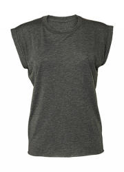 Bella Canvas Női csapott ujjú póló Bella Canvas Women's Flowy Muscle Tee Rolled Cuff M, Heather sötétszürke