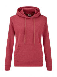 Fruit of the Loom Női kapucnis hosszú ujjú pulóver Fruit of the Loom Ladies' Classic Hooded Sweat XS, Vintage Heather Piros