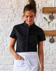 Kustom Kit Női rövid ujjú blúz Kustom Kit Women's Tailored Fit Mandarin Collar SSL XS, Fekete