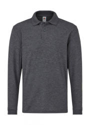 Fruit of the Loom Gyerek hosszú ujjú galléros póló Fruit of the Loom Kids' 65/35 Long Sleeve Polo 164 (14-15), Sötét heather szürke