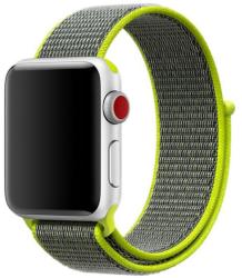 Apple Watch nylon 44mm óraszíj tépőzáras rögzítéssel, szürke-zöld - tok-store