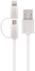 Setty USB Cable 2in1 Micro-USB és Lightning kábel, 2A, 1m, fehér