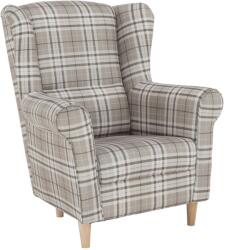 TEMPO KONDELA Füles fotel, szövet barna kocka, CHARLOT - kondela