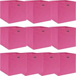 vidaXL Cutii depozitare, 10 buc. , roz, 32x32x32 cm, textil (288347)