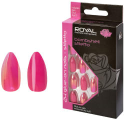 Royal Set 24 Unghii False ROYAL Glue-On Nail Tips, Bombshell Stiletto, Adeziv Inclus 3 g