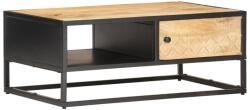 vidaXL Măsuță de cafea cu ușă sculptată 90x55x 36 cm lemn mango brut (320946) Masa de cafea