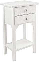 Bizzotto Noptiera 2 sertare si 1 polita din lemn alb Blanc 37 cm x 26.5 cm x 69.5 h (0744180)