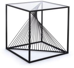 Bizzotto Masuta cafea cu cadru din fier negru si blat sticla Espiral 48 cm x 48 cm x 51 h (0746362) Masa de cafea
