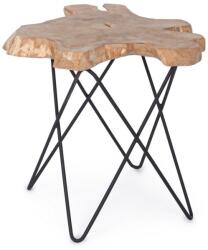 Bizzotto Masuta cafea picior fier alb si blat lemn Savanna 50 cm x 50 cm x 50 h (0680543)