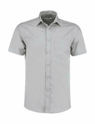 Kustom Kit Férfi rövid ujjú Ing Kustom Kit Tailored Fit Poplin Shirt SSL 2XL, Világos szürke